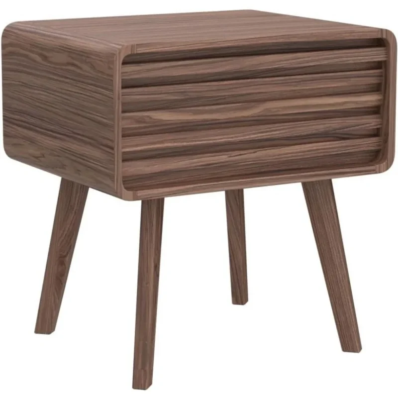 Modern Wooden Mid-Century Nightstand with Two Drawers - Image 4