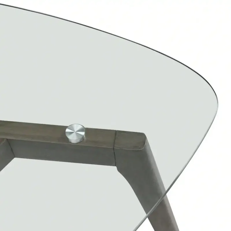 Rectangular Glass Top Mid-Century Modern Coffee Table with Wooden Base - Image 6