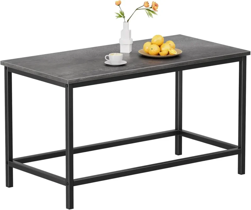 Rectangular White Faux Marble Mid-Century Modern Coffee Table with Open Design - Image 7