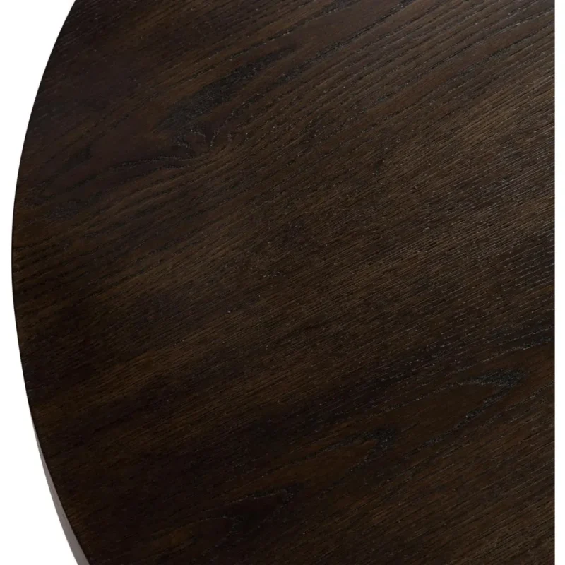 Round Rubber Wood Mid-Century Modern Coffee Table with Pedestal Base - Image 5