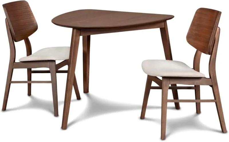 Walnut Wood Corner 3-Piece Mid-Century Modern Dining Set with Minimalist Design - Image 7