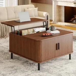 Square Wooden Lift Top Mid-Century Modern Coffee Table with Hidden Storage