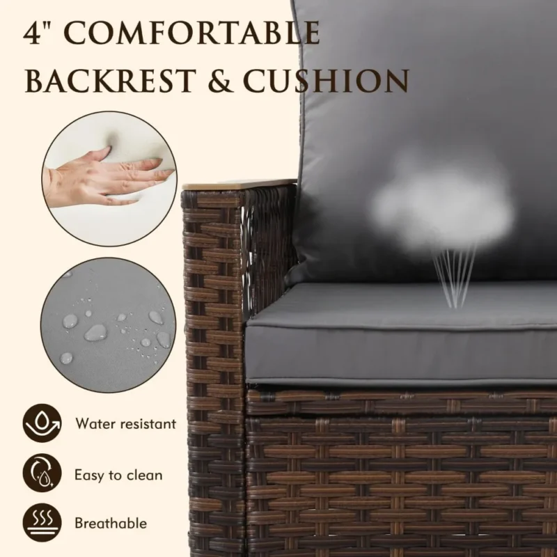 4-Piece Rattan Patio Conversation Set with Swivel Glider Chairs, Loveseat and Coffee Table - Image 4
