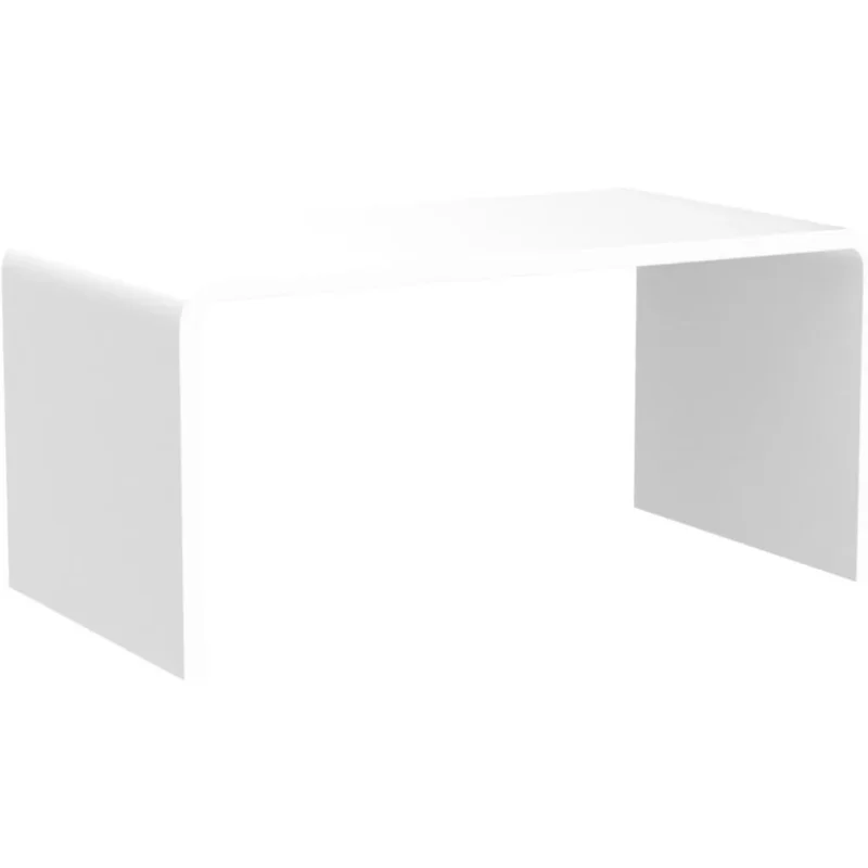Rectangular White Acrylic Waterfall Coffee Table with Modern Design - Image 5