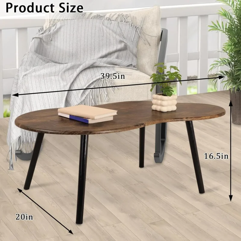 Cloud-Shaped Solid Wood Mid-Century Modern Coffee Table with Irregular Design - Image 3