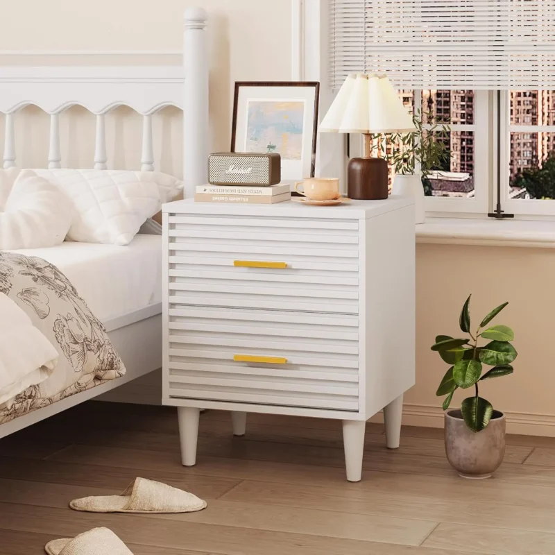 Wooden Two-Drawer Mid-Century Modern Nightstand Set of 2 - Image 9