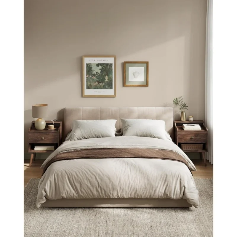 Modern Engineered Wood Mid-Century Nightstands Set of 2 with Hidden Drawers - Image 3