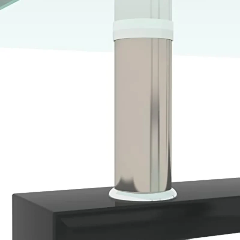 Rectangular Glass Two-Tier Mid-Century Modern Coffee Table with Metal Legs - Image 5