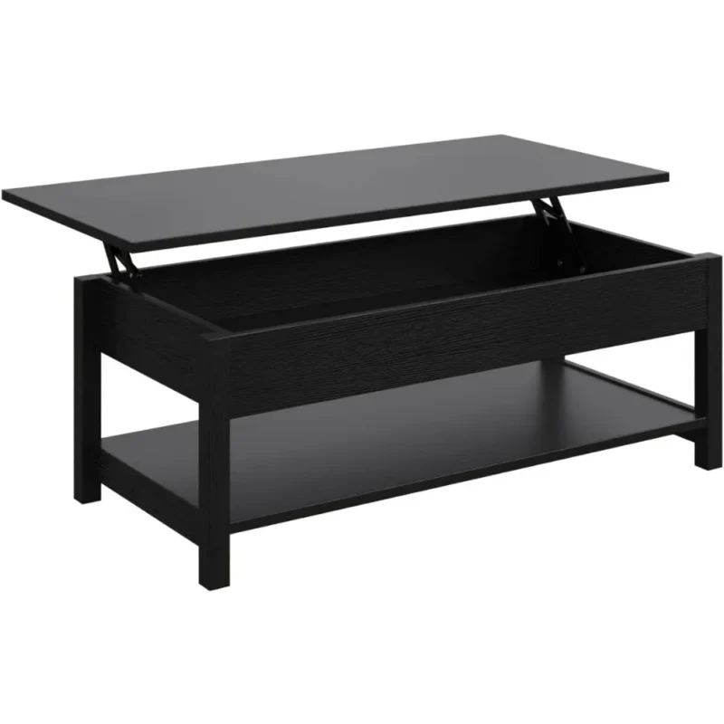 Rectangular Wooden Lift Top Mid-Century Modern Coffee Table with Hidden Storage - Image 4