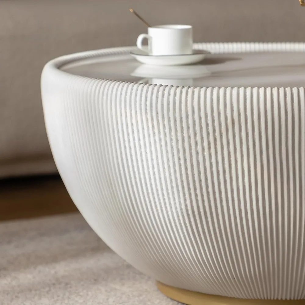 Sculptural white table showing the organic forms found in contemporary Nordic design