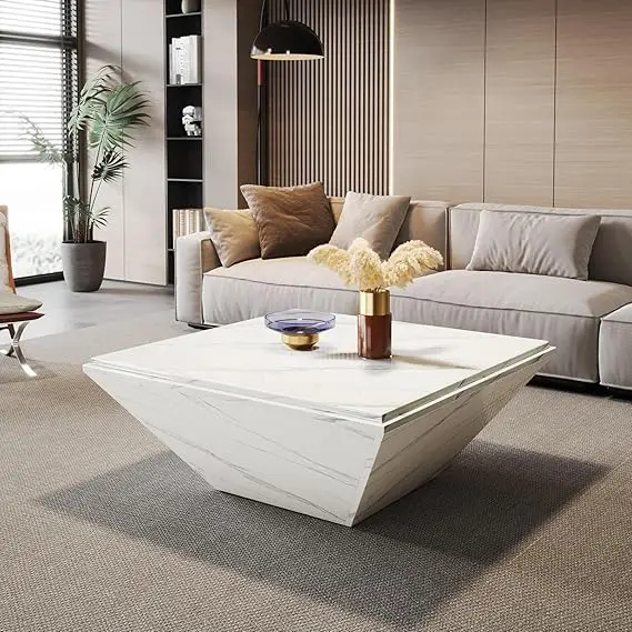 Modern interpretation of Scandinavian design principles with marble and wood combination