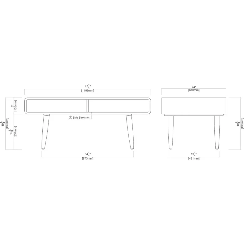 Rectangular Walnut Wood Mid-Century Modern Coffee Table with Storage Shelf - Image 3