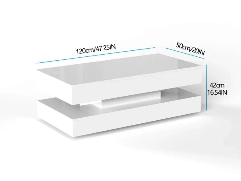 Rectangular High Gloss LED Coffee Table with Storage Drawers - Image 6
