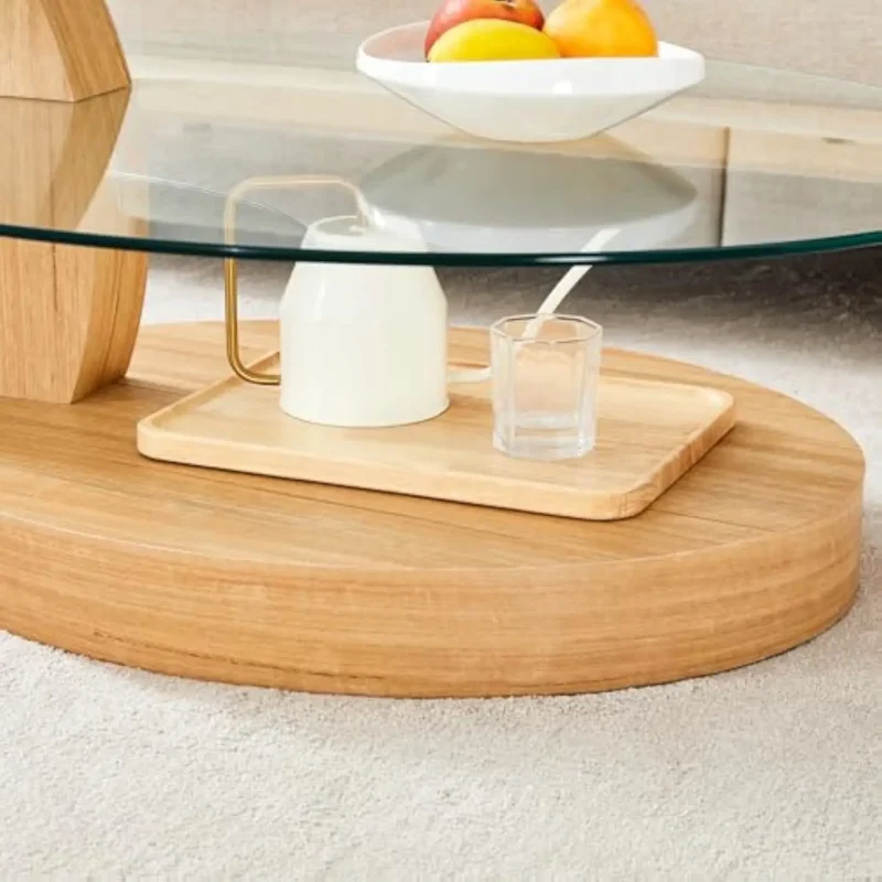 Round Glass 3-Tier Mid-Century Modern Coffee Table for Living Room - Image 5