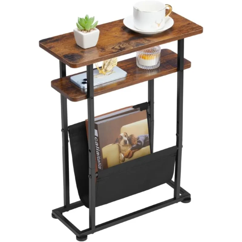 Slim Wooden Mid-Century Modern Side Table with Tapered Legs - Image 2