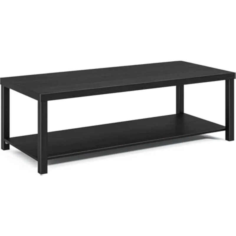 Rectangular Wood Mid-Century Modern Coffee Table with Storage Shelf - Image 6