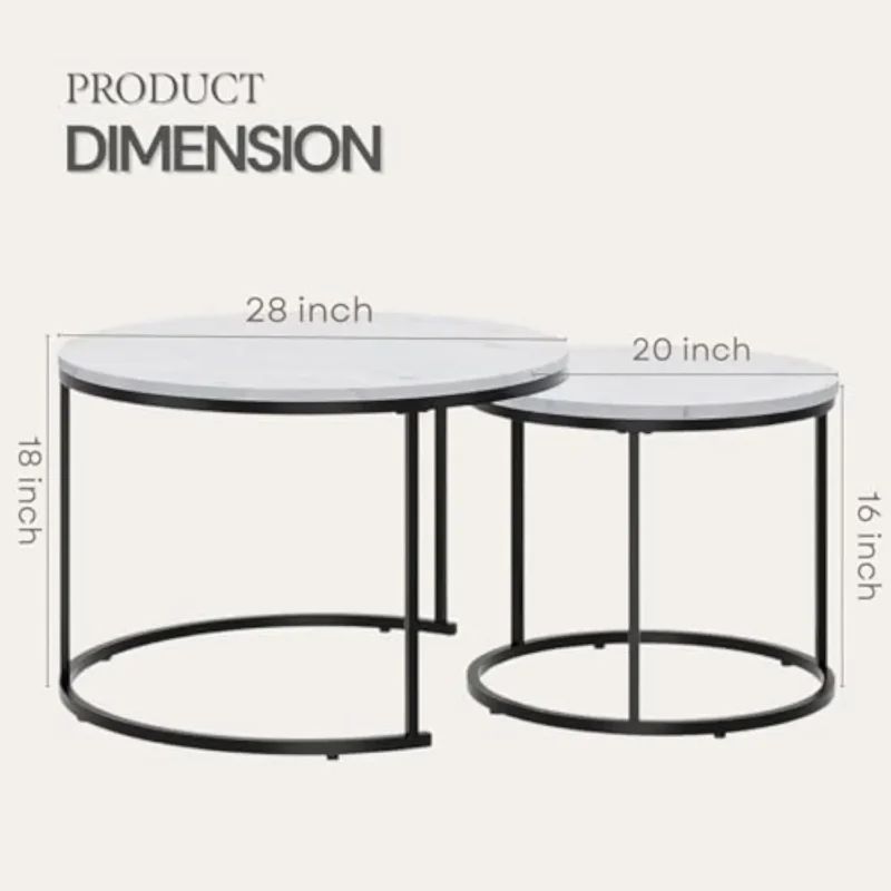 Round Walnut Wood Mid-Century Modern Nesting Coffee Tables Set - Image 2