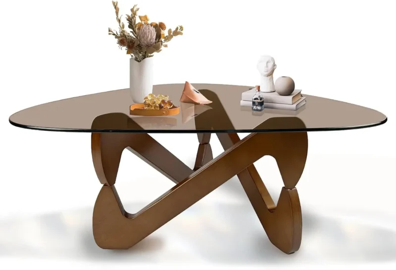 Triangular Glass Mid-Century Modern Coffee Table with Minimalist Design 32.3" - Image 7