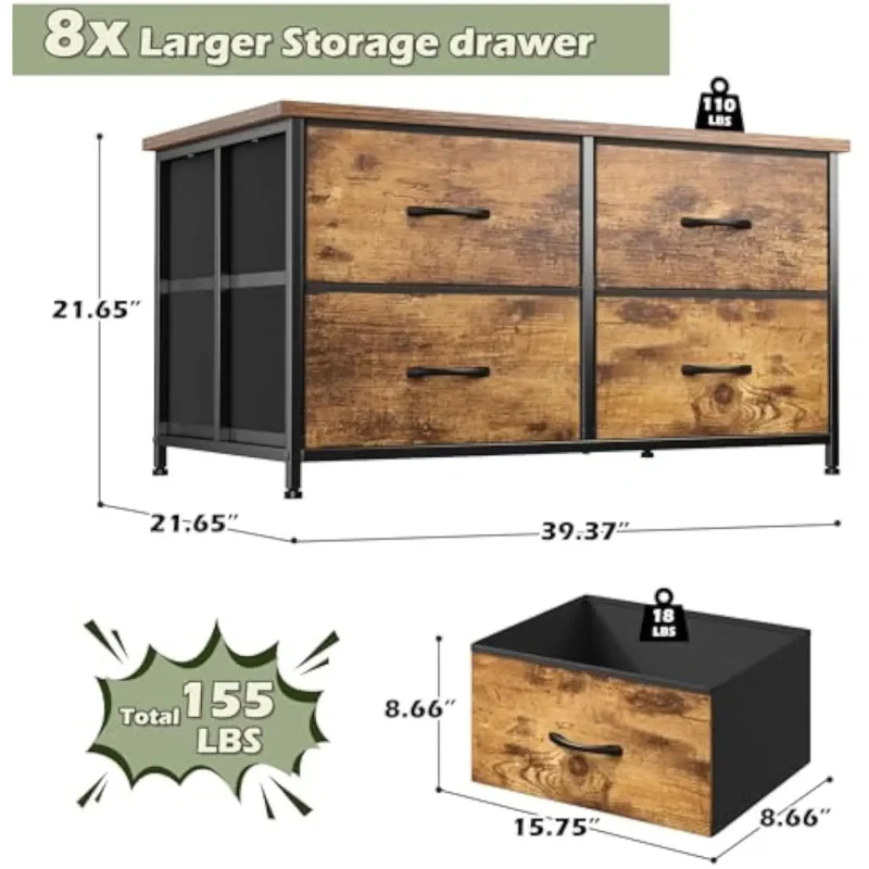 Rectangular Mid-Century Modern Coffee Table with Fabric Storage Drawer - Image 3