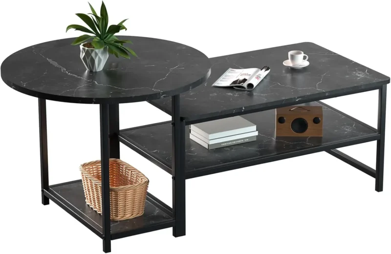 Rectangular Wood 2-in-1 Detachable Mid-Century Modern Coffee Table Set - Image 10